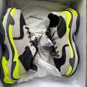Balenciaga - Triple S Nylon, Suede and Leather Sneakers - Men - Light gray sz11